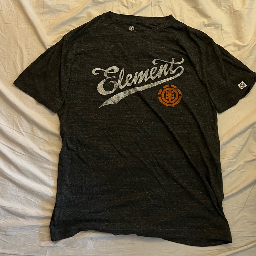 Vintage Element Heather Black Short Sleeve Tee with Logo